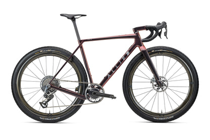 ALLIED ABLE frameset, gravel bike, side view, fireball